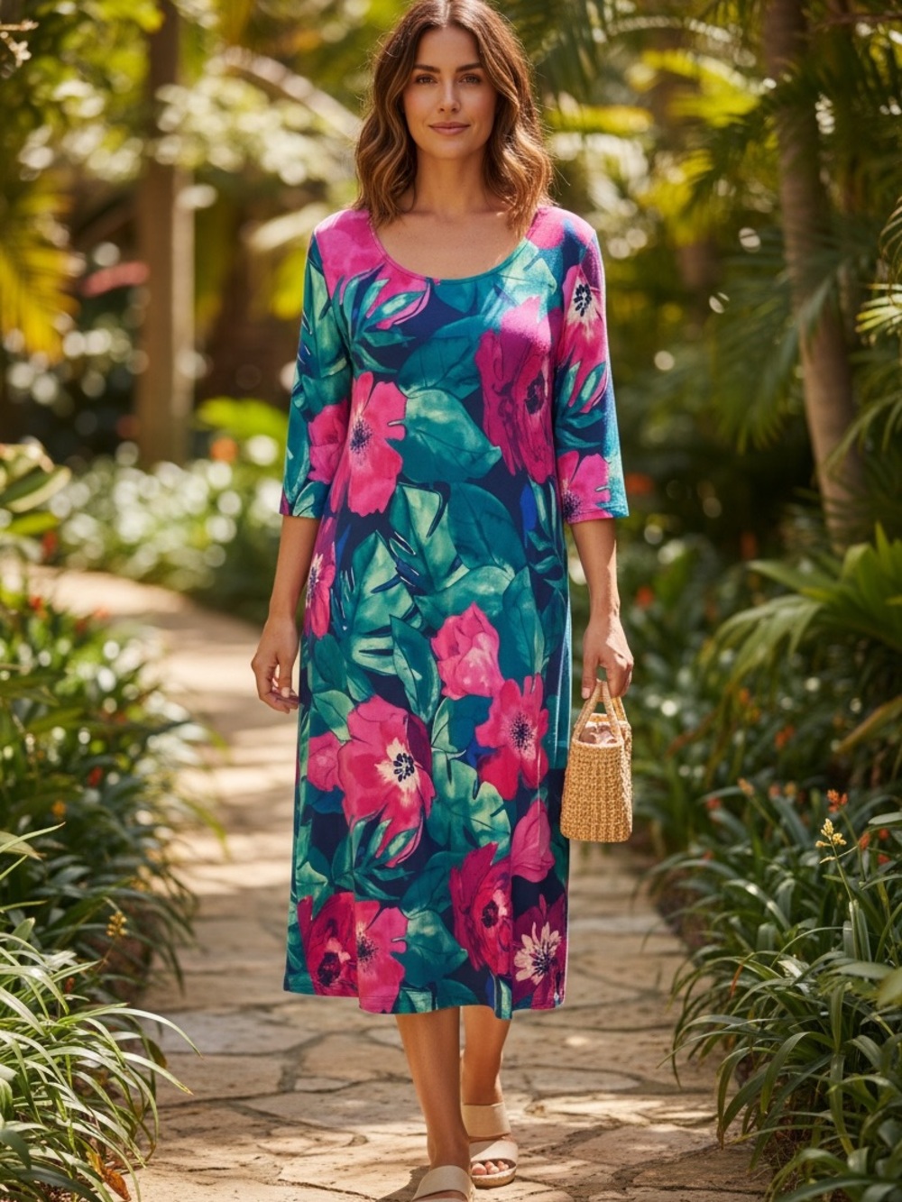Tommy Bahama Paradise Poppies Floral Midi Dress XL NWT Ocean Deep